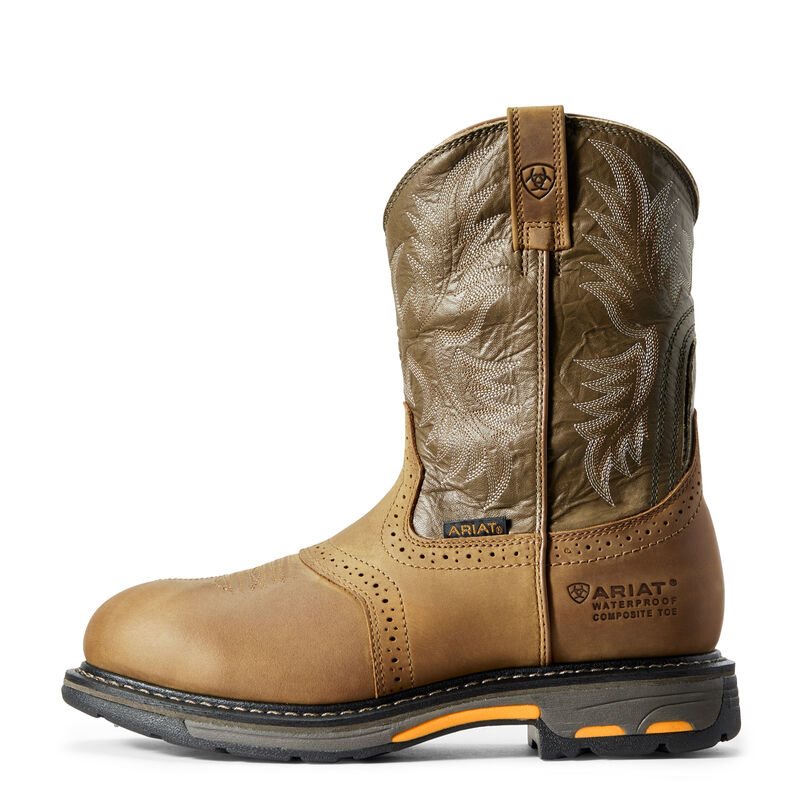 Ariat WorkHog Kahverengi / Zeytin Yeşili Iş Ayakkabıları Erkek (40315-054)